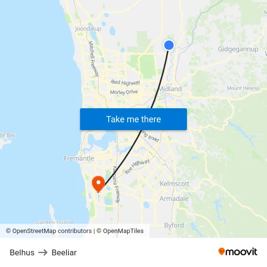 Belhus to Beeliar map