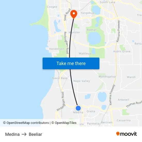 Medina to Beeliar map