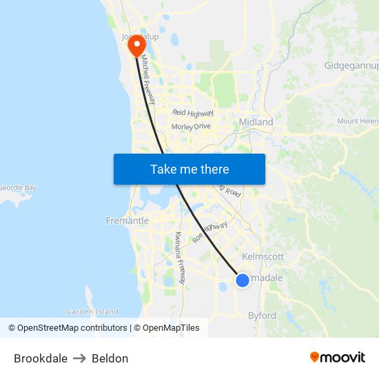 Brookdale to Beldon map