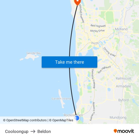 Cooloongup to Beldon map