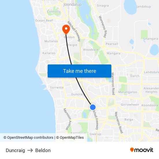 Duncraig to Beldon map