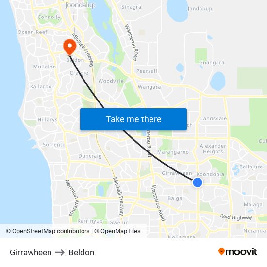 Girrawheen to Beldon map