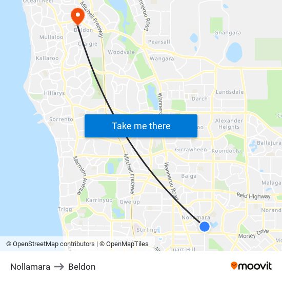 Nollamara to Beldon map