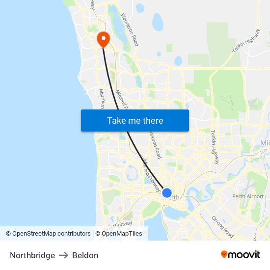 Northbridge to Beldon map