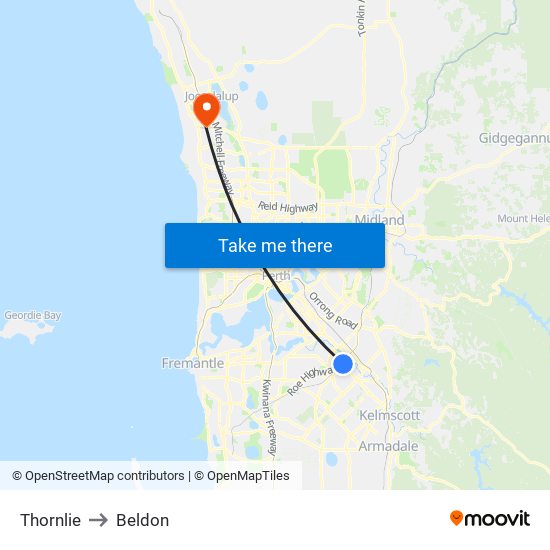 Thornlie to Beldon map