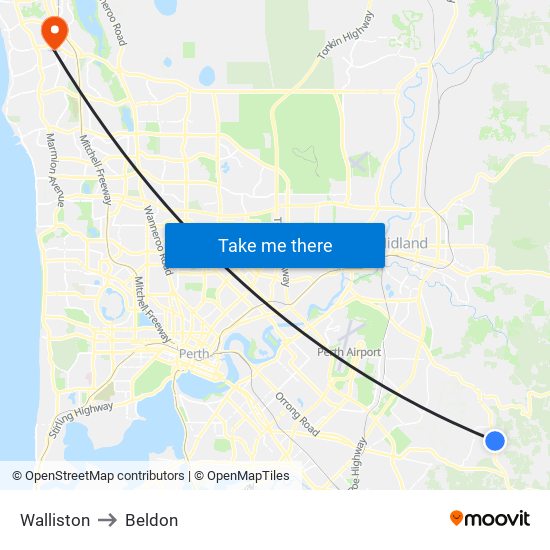 Walliston to Beldon map