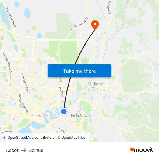 Ascot to Belhus map
