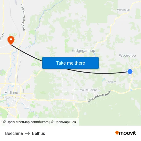 Beechina to Belhus map