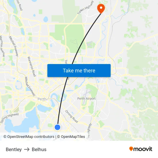 Bentley to Belhus map