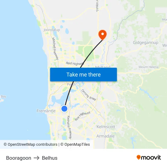 Booragoon to Belhus map