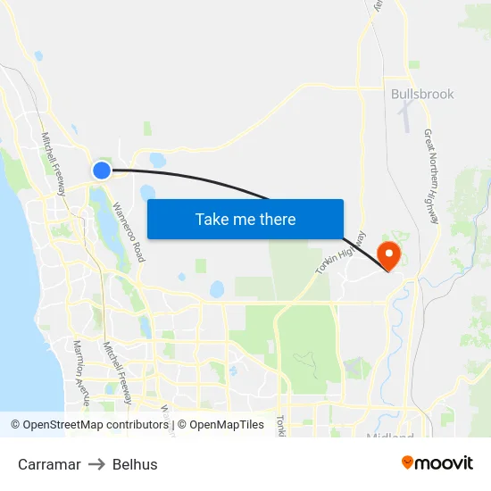 Carramar to Belhus map