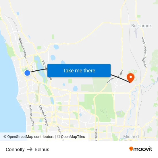 Connolly to Belhus map