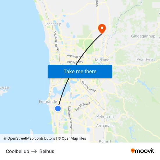 Coolbellup to Belhus map