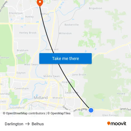 Darlington to Belhus map