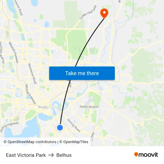 East Victoria Park to Belhus map