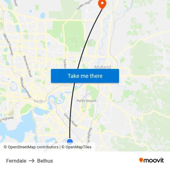 Ferndale to Belhus map