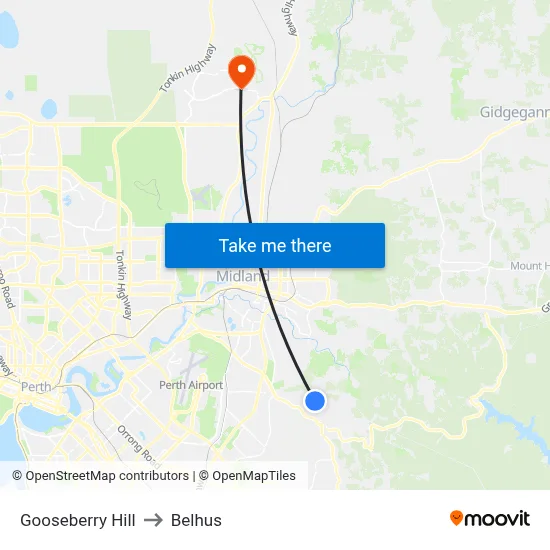 Gooseberry Hill to Belhus map