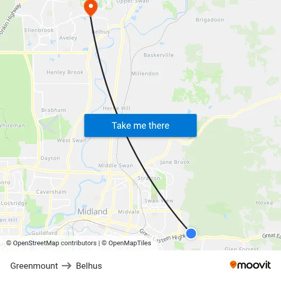 Greenmount to Belhus map