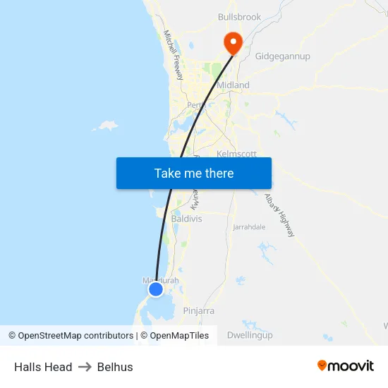 Halls Head to Belhus map