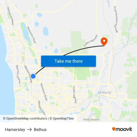 Hamersley to Belhus map