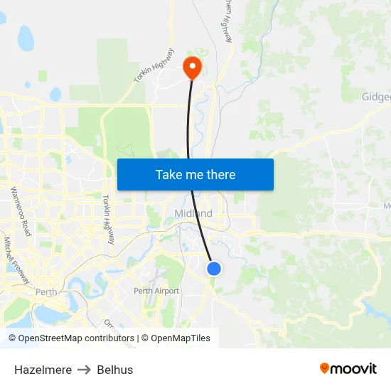 Hazelmere to Belhus map