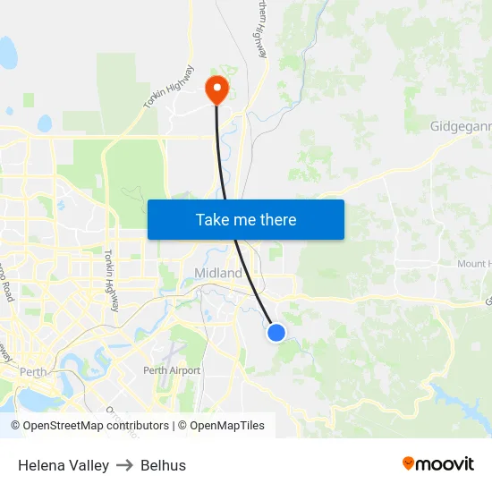 Helena Valley to Belhus map