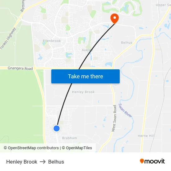 Henley Brook to Belhus map