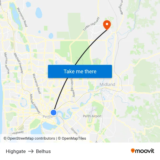 Highgate to Belhus map