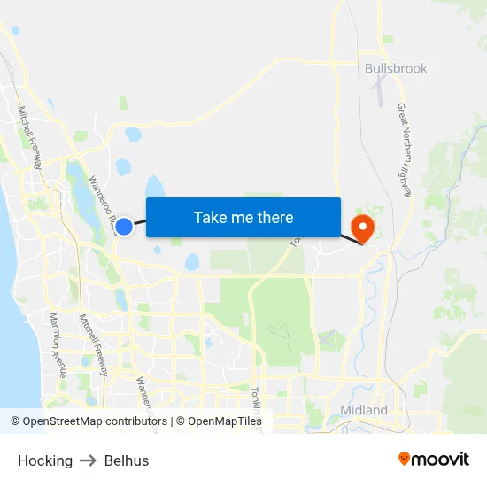 Hocking to Belhus map