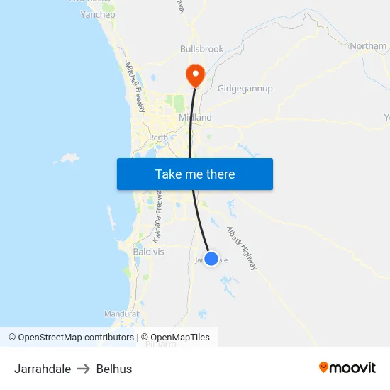 Jarrahdale to Belhus map