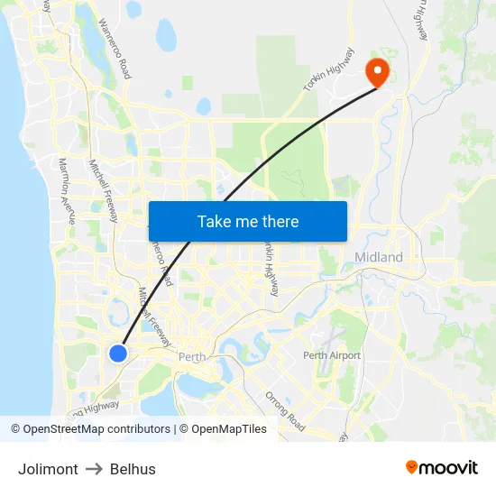 Jolimont to Belhus map