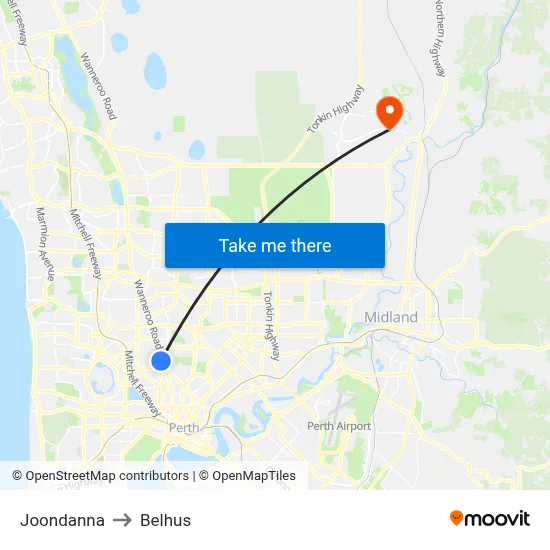 Joondanna to Belhus map