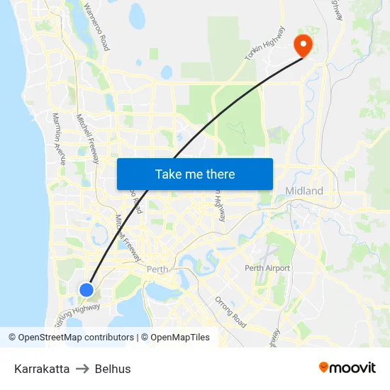 Karrakatta to Belhus map