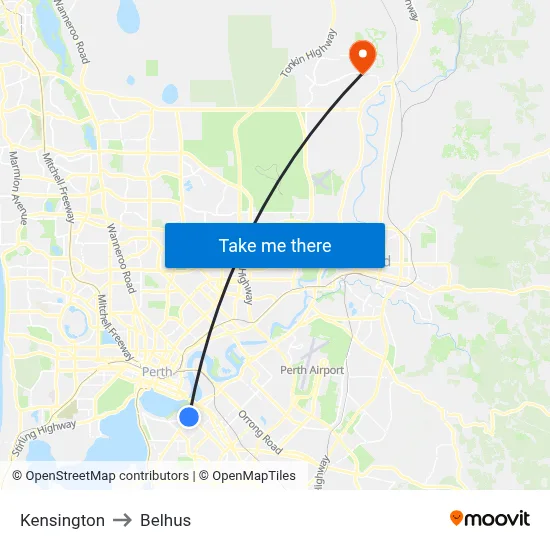Kensington to Belhus map