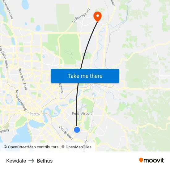 Kewdale to Belhus map