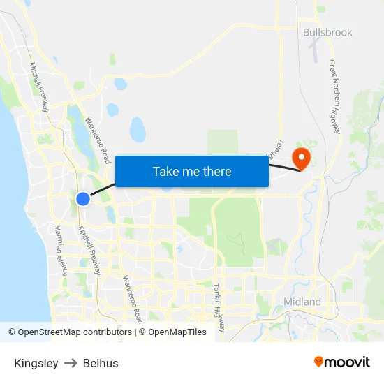 Kingsley to Belhus map