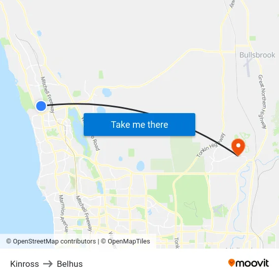 Kinross to Belhus map