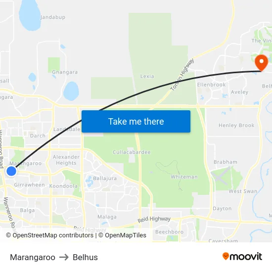 Marangaroo to Belhus map