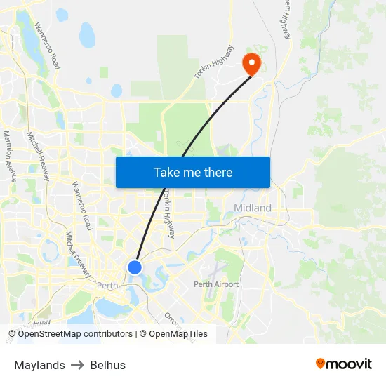 Maylands to Belhus map