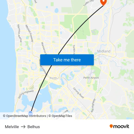 Melville to Belhus map