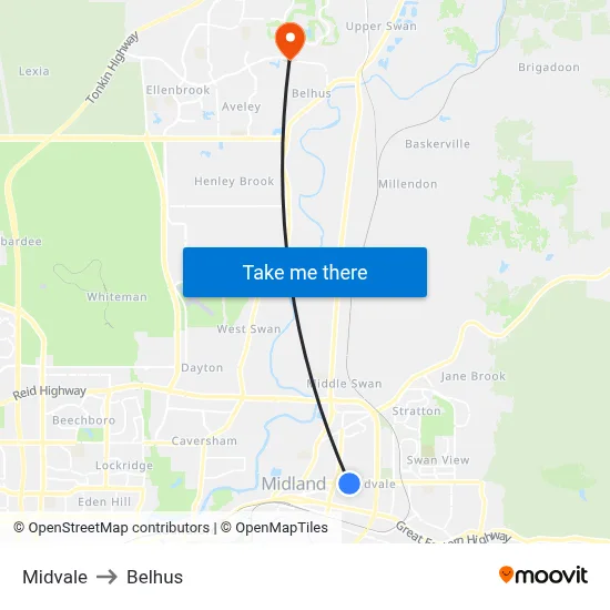 Midvale to Belhus map