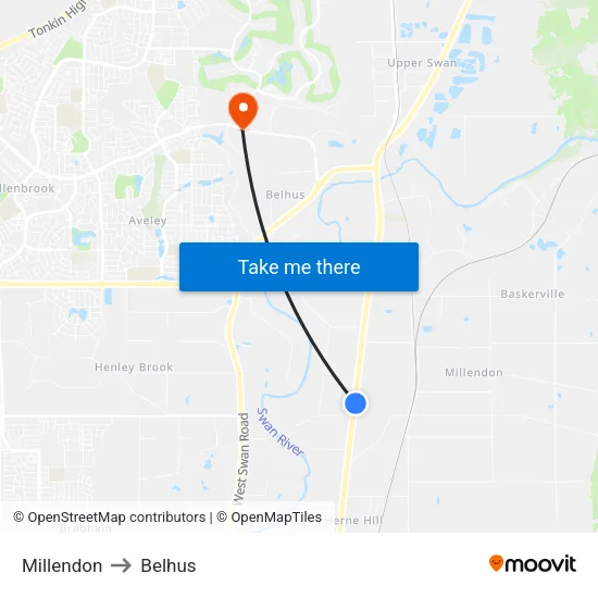 Millendon to Belhus map