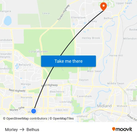 Morley to Belhus map