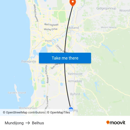 Mundijong to Belhus map