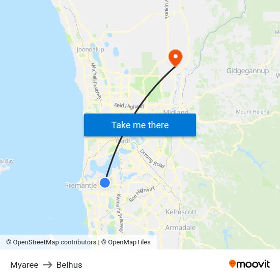Myaree to Belhus map