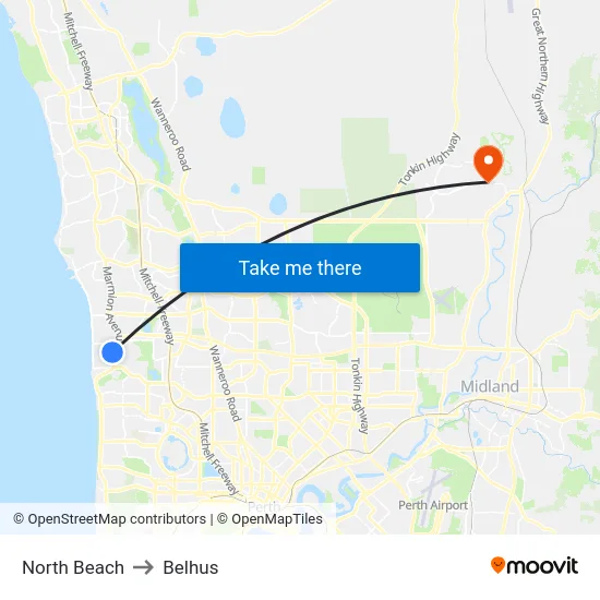 North Beach to Belhus map