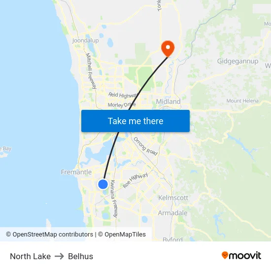 North Lake to Belhus map