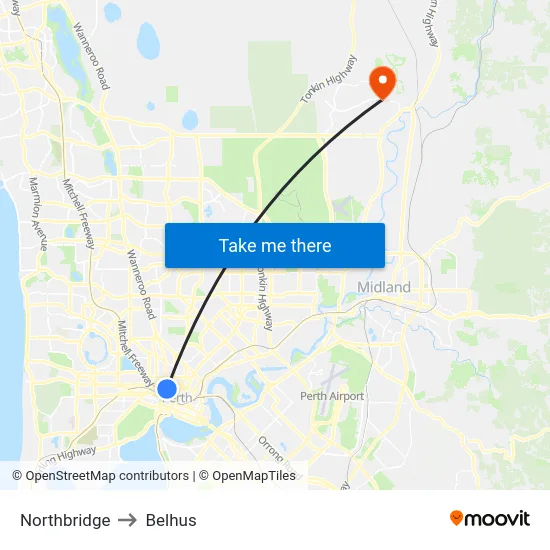 Northbridge to Belhus map