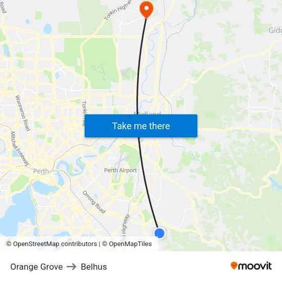 Orange Grove to Belhus map