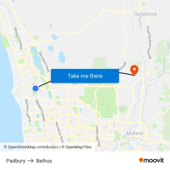 Padbury to Belhus map